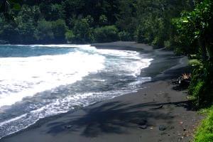Black sand beach of Tahiti