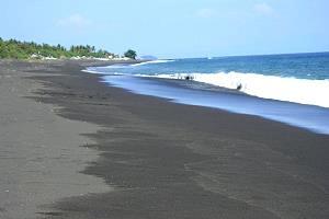 Indonesia gray sand beach