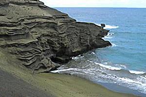 Green sand beach in Hawaii