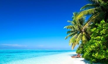 Deserted beach for lazing by the lagoon