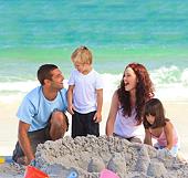 Family on vacation at the beach