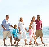 Family and friends at the beach