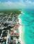 MEXICO, Playa del carmen - aerial view of playa del carmen where the city center is very busy with shops and restaurants..