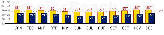 Cairns, AUSTRALIA temperatures. A minimum temperature of 81F C is recommended for the beach!