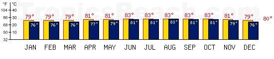 Charlotte Amalie, VIRGIN ISLANDS temperatures. A minimum temperature of 81F C is recommended for the beach!