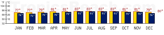 George Town, CAYMAN ISLANDS temperatures. A minimum temperature of 81F C is recommended for the beach!