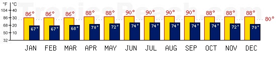 Kingston, JAMAICA temperatures. A minimum temperature of 81F C is recommended for the beach!