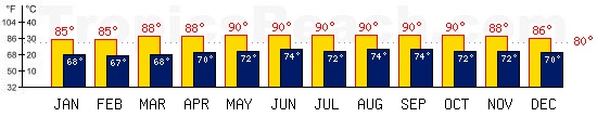 Roseau, DOMINICA temperatures. A minimum temperature of 81F C is recommended for the beach!