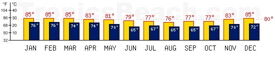 Saint Gilles, REUNION ISLAND temperatures. A minimum temperature of 81F C is recommended for the beach!
