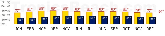 Tegucigalpa, HONDURAS temperatures. A minimum temperature of 81F C is recommended for the beach!