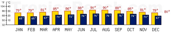 Varadero, CUBA temperatures. A minimum temperature of 81F C is recommended for the beach!