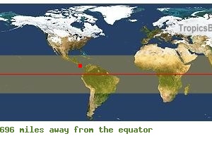 Equatorial distance from Puerto Limon, COSTA RICA !